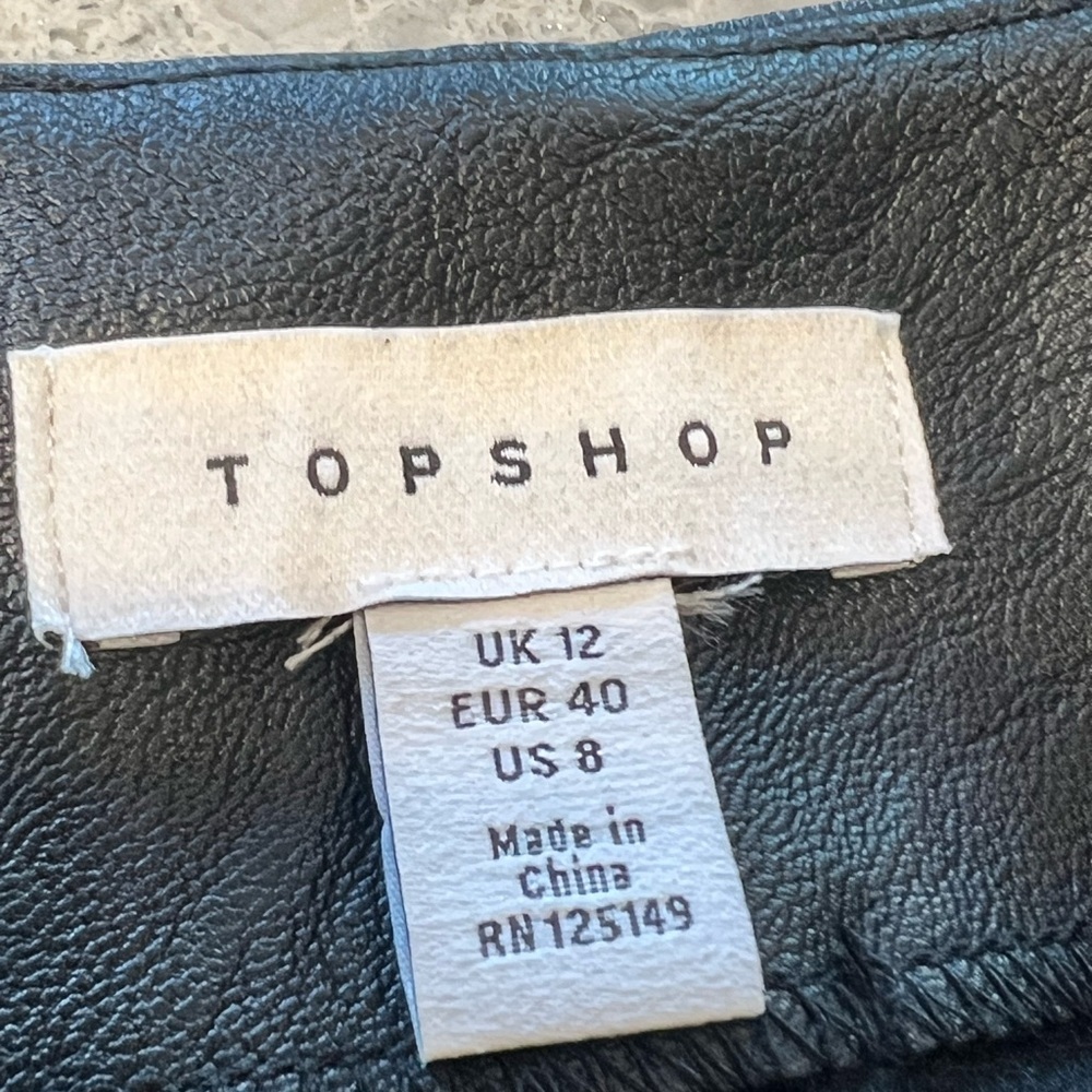 Topshop Black Faux Leather Mini Skirt 8 - Picture 2 of 7